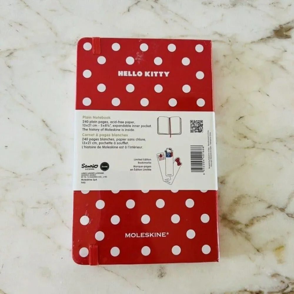 MOLESKINE Limited Edition Hello Kitty Notebook, Red, Plain/Blank, Hard Cover